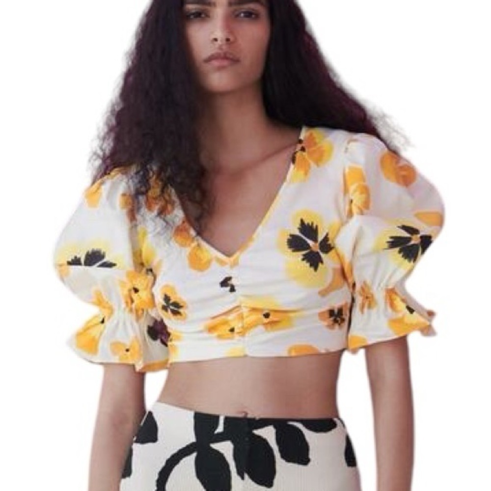 ZARA Women’s Printed Voluminous Cropped Top Size Large